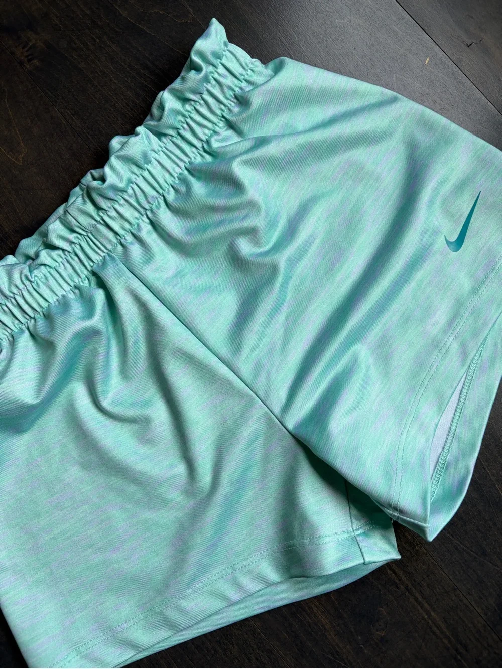 Nike Girls Light Mint Athletic Shorts with Ruffled Elastic Waist Size 6